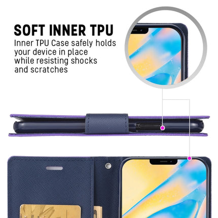 For iPhone 12 mini GOOSPERY FANCY DIARY Cross Pattern Horizontal Flip Leather Case with Holder & Card Slots & Wallet(Purple)-garmade.com