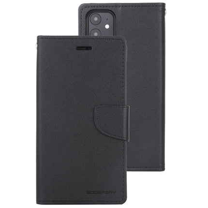For iPhone 12 mini GOOSPERY FANCY DIARY Cross Pattern Horizontal Flip Leather Case with Holder & Card Slots & Wallet(Black)-garmade.com