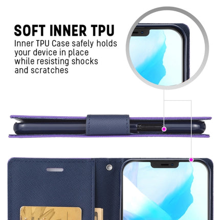 For iPhone 12 Pro Max GOOSPERY FANCY DIARY Cross Pattern Horizontal Flip Leather Case with Holder & Card Slots & Wallet(Purple)-garmade.com