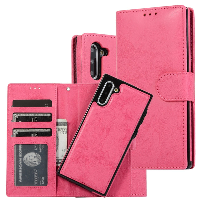 For Samsung Galaxy Note10 Retro 2 in 1 Detachable Magnetic Horizontal Flip TPU + PU Leather Case with Holder & Card Slots & Photo Frame & Wallet(Pink)-garmade.com