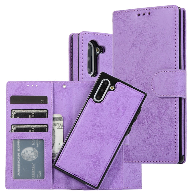 For Samsung Galaxy Note10 Retro 2 in 1 Detachable Magnetic Horizontal Flip TPU + PU Leather Case with Holder & Card Slots & Photo Frame & Wallet(Purple)-garmade.com