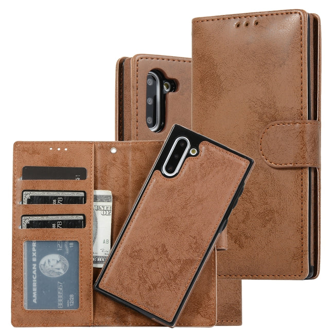 For Samsung Galaxy Note10 Retro 2 in 1 Detachable Magnetic Horizontal Flip TPU + PU Leather Case with Holder & Card Slots & Photo Frame & Wallet(Brown)-garmade.com