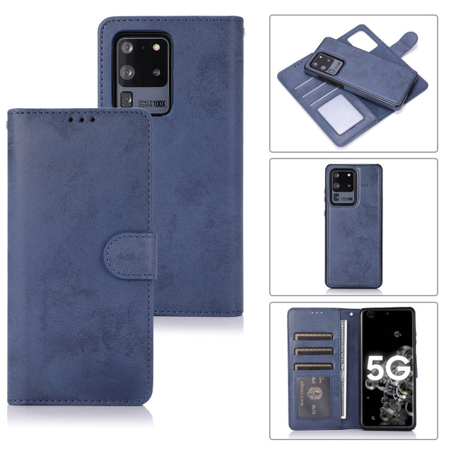 For Samsung Galaxy S20 Ultra Retro 2 in 1 Detachable Magnetic Horizontal Flip TPU + PU Leather Case with Holder & Card Slots & Photo Frame & Wallet(Dark Blue)-garmade.com