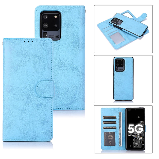 For Samsung Galaxy S20 Ultra Retro 2 in 1 Detachable Magnetic Horizontal Flip TPU + PU Leather Case with Holder & Card Slots & Photo Frame & Wallet(Sky Blue)-garmade.com