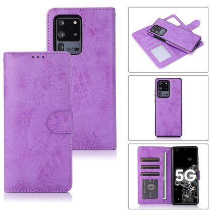 For Samsung Galaxy S20 Ultra Retro 2 in 1 Detachable Magnetic Horizontal Flip TPU + PU Leather Case with Holder & Card Slots & Photo Frame & Wallet(Purple)-garmade.com