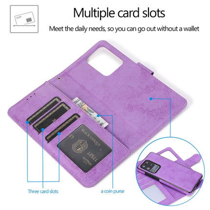 For Samsung Galaxy S20 Ultra Retro 2 in 1 Detachable Magnetic Horizontal Flip TPU + PU Leather Case with Holder & Card Slots & Photo Frame & Wallet(Purple)-garmade.com