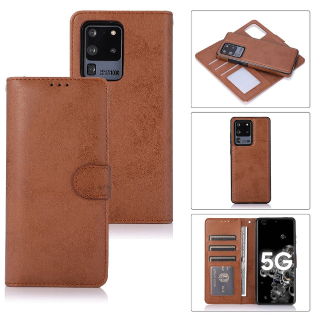 For Samsung Galaxy S20 Ultra Retro 2 in 1 Detachable Magnetic Horizontal Flip TPU + PU Leather Case with Holder & Card Slots & Photo Frame & Wallet(Brown)-garmade.com
