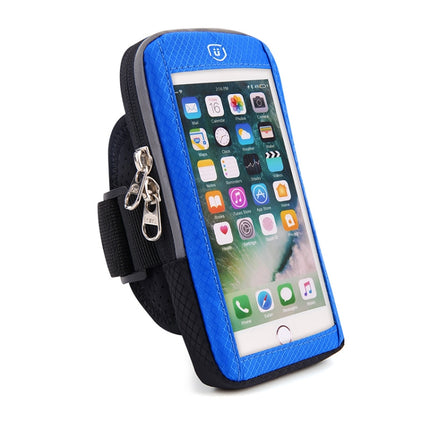 YIPINU YA19 Outdoor Sport Fitness Waterproof Touch Screen Mobile Phone Arm Bag(Blue)-garmade.com