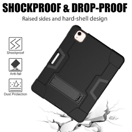For iPad Air 2022 / 2020 10.9 Contrast Color Robot Shockproof Silicon + PC Protective Case with Holder & Pen Slot(Black)-garmade.com