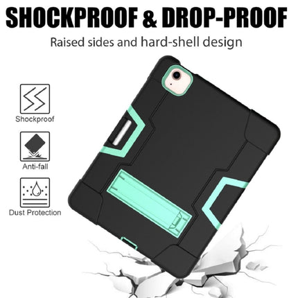 For iPad Air 2022 / 2020 10.9 Contrast Color Robot Shockproof Silicon + PC Protective Case with Holder & Pen Slot(Black + Mint Green)-garmade.com