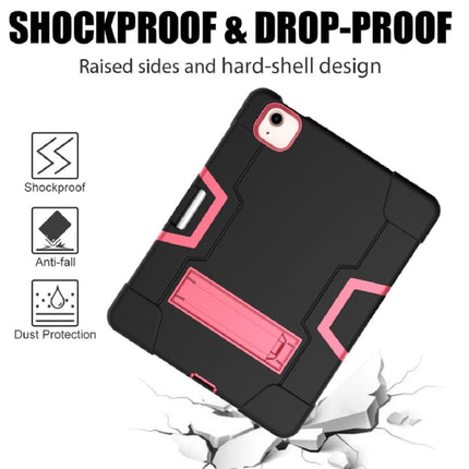 For iPad Air 2022 / 2020 10.9 Contrast Color Robot Shockproof Silicon + PC Protective Case with Holder & Pen Slot(Black + Rose Red)-garmade.com