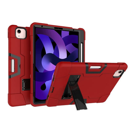 For iPad Air 2022 / 2020 10.9 Contrast Color Robot Shockproof Silicon + PC Protective Case with Holder & Pen Slot(Red + Black)-garmade.com