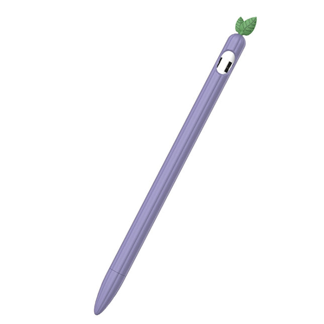 For Apple Pencil 1 Contrasting Color Mint Leaf Silicone Non-slip Protective Cover(Purple)-garmade.com