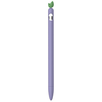 For Apple Pencil 1 Contrasting Color Mint Leaf Silicone Non-slip Protective Cover(Purple)-garmade.com