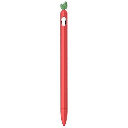 For Apple Pencil 1 Contrasting Color Mint Leaf Silicone Non-slip Protective Cover(Red)-garmade.com