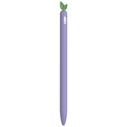 For Apple Pencil 2 Contrasting Color Mint Leaf Silicone Non-slip Protective Cover(Purple)-garmade.com