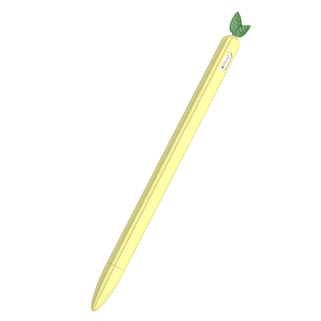 For Apple Pencil 2 Contrasting Color Mint Leaf Silicone Non-slip Protective Cover(Yellow)-garmade.com
