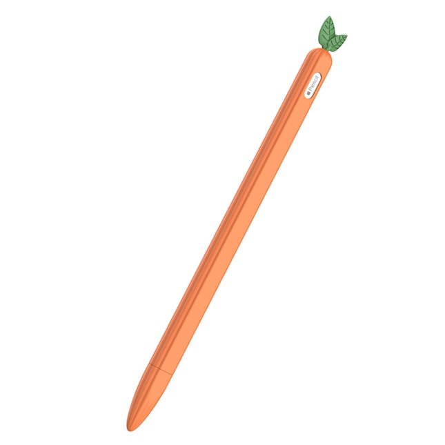 For Apple Pencil 2 Contrasting Color Mint Leaf Silicone Non-slip Protective Cover(Orange)-garmade.com