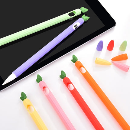 For Apple Pencil 2 Contrasting Color Mint Leaf Silicone Non-slip Protective Cover(Orange)-garmade.com