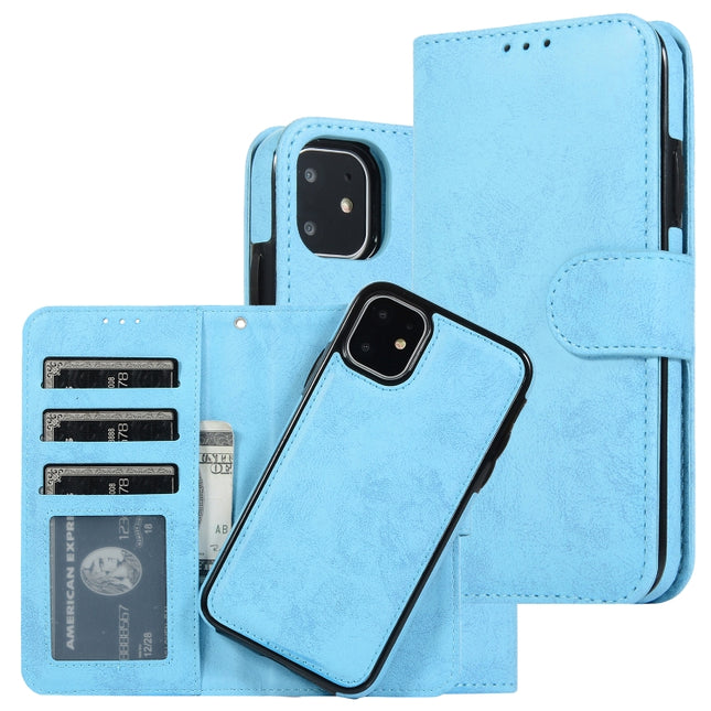 KLT888-2 Retro 2 in 1 Detachable Magnetic Horizontal Flip TPU + PU Leather Case with Holder & Card Slots & Photo Frame & Wallet(Sky Blue)-garmade.com