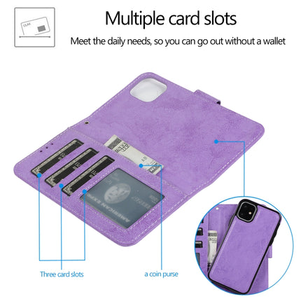 KLT888-2 Retro 2 in 1 Detachable Magnetic Horizontal Flip TPU + PU Leather Case with Holder & Card Slots & Photo Frame & Wallet(Purple)-garmade.com