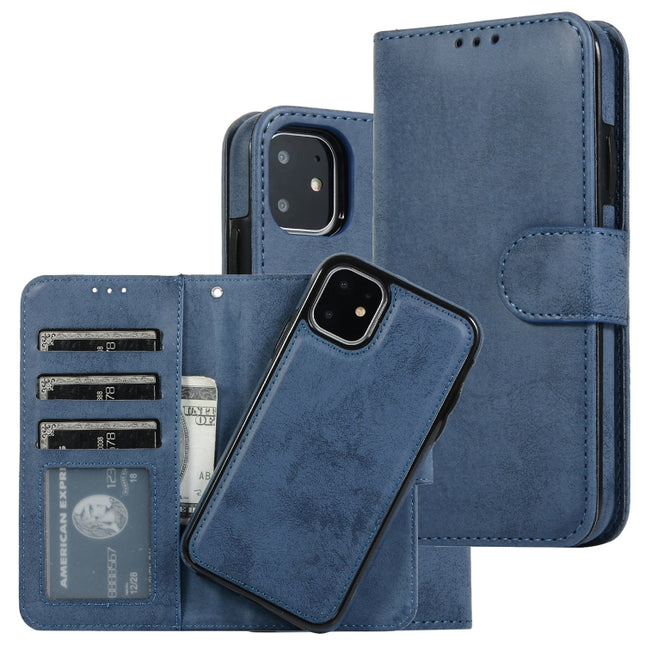 KLT888-2 Retro 2 in 1 Detachable Magnetic Horizontal Flip TPU + PU Leather Case with Holder & Card Slots & Photo Frame & Wallet(Dark Blue)-garmade.com