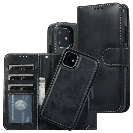 KLT888-2 Retro 2 in 1 Detachable Magnetic Horizontal Flip TPU + PU Leather Case with Holder & Card Slots & Photo Frame & Wallet(Black)-garmade.com
