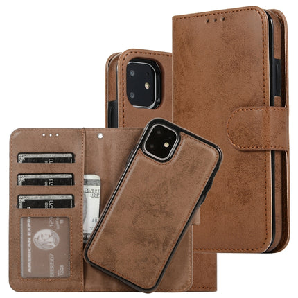 KLT888-2 Retro 2 in 1 Detachable Magnetic Horizontal Flip TPU + PU Leather Case with Holder & Card Slots & Photo Frame & Wallet(Brown)-garmade.com