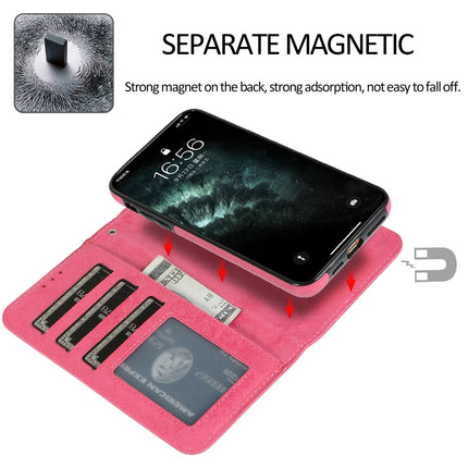 For iPhone 11 Pro KLT888-2 Retro 2 in 1 Detachable Magnetic Horizontal Flip TPU + PU Leather Case with Holder & Card Slots & Photo Frame & Wallet(Rose Red)-garmade.com
