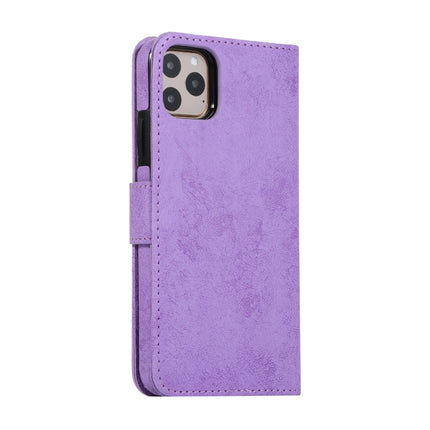 For iPhone 11 Pro KLT888-2 Retro 2 in 1 Detachable Magnetic Horizontal Flip TPU + PU Leather Case with Holder & Card Slots & Photo Frame & Wallet(Purple)-garmade.com