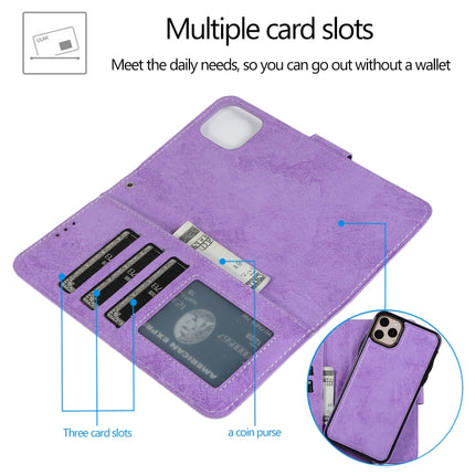 For iPhone 11 Pro KLT888-2 Retro 2 in 1 Detachable Magnetic Horizontal Flip TPU + PU Leather Case with Holder & Card Slots & Photo Frame & Wallet(Purple)-garmade.com