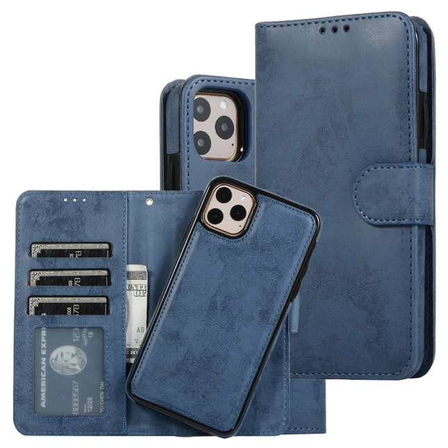 For iPhone 11 Pro KLT888-2 Retro 2 in 1 Detachable Magnetic Horizontal Flip TPU + PU Leather Case with Holder & Card Slots & Photo Frame & Wallet(Dark Blue)-garmade.com