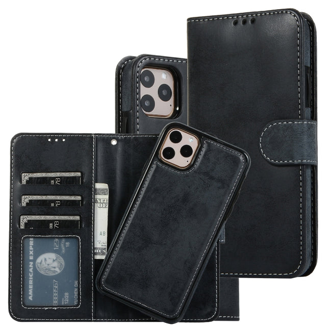 For iPhone 11 Pro KLT888-2 Retro 2 in 1 Detachable Magnetic Horizontal Flip TPU + PU Leather Case with Holder & Card Slots & Photo Frame & Wallet(Black)-garmade.com