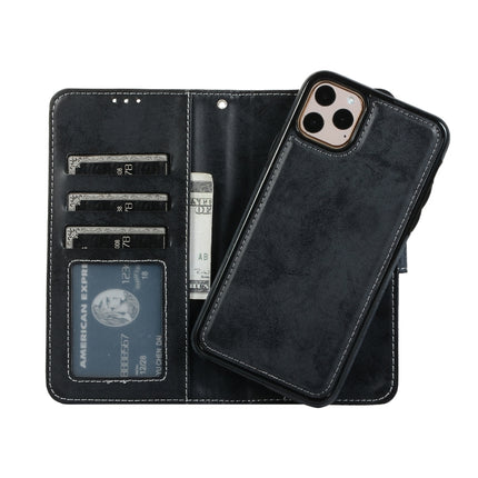 For iPhone 11 Pro KLT888-2 Retro 2 in 1 Detachable Magnetic Horizontal Flip TPU + PU Leather Case with Holder & Card Slots & Photo Frame & Wallet(Black)-garmade.com