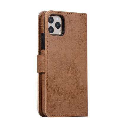 For iPhone 11 Pro KLT888-2 Retro 2 in 1 Detachable Magnetic Horizontal Flip TPU + PU Leather Case with Holder & Card Slots & Photo Frame & Wallet(Brown)-garmade.com