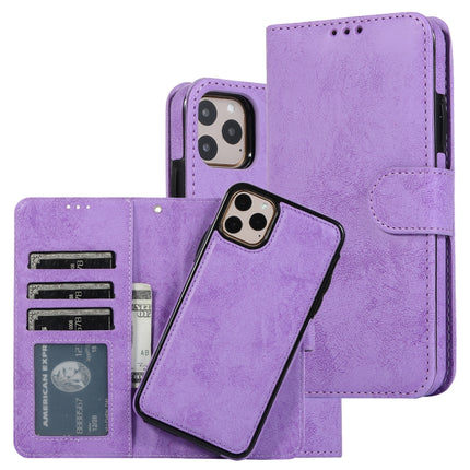 For iPhone 11 Pro Max KLT888-2 Retro 2 in 1 Detachable Magnetic Horizontal Flip TPU + PU Leather Case with Holder & Card Slots & Photo Frame & Wallet(Purple)-garmade.com
