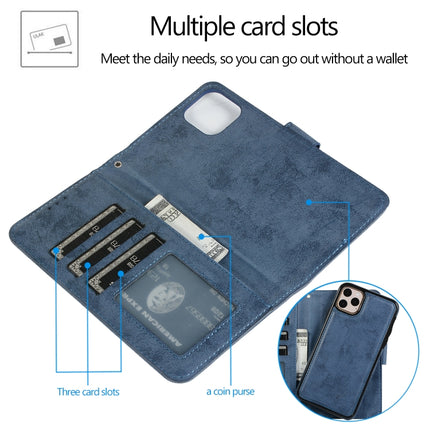 For iPhone 11 Pro Max KLT888-2 Retro 2 in 1 Detachable Magnetic Horizontal Flip TPU + PU Leather Case with Holder & Card Slots & Photo Frame & Wallet(Dark Blue)-garmade.com