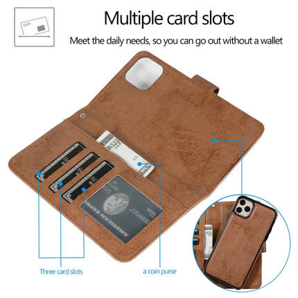 For iPhone 11 Pro Max KLT888-2 Retro 2 in 1 Detachable Magnetic Horizontal Flip TPU + PU Leather Case with Holder & Card Slots & Photo Frame & Wallet(Brown)-garmade.com