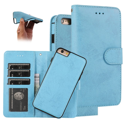 For iPhone 6 KLT888-2 Retro 2 in 1 Detachable Magnetic Horizontal Flip TPU + PU Leather Case with Holder & Card Slots & Photo Frame & Wallet(Sky Blue)-garmade.com