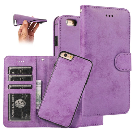 For iPhone 6 KLT888-2 Retro 2 in 1 Detachable Magnetic Horizontal Flip TPU + PU Leather Case with Holder & Card Slots & Photo Frame & Wallet(Purple)-garmade.com