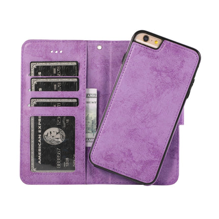For iPhone 6 KLT888-2 Retro 2 in 1 Detachable Magnetic Horizontal Flip TPU + PU Leather Case with Holder & Card Slots & Photo Frame & Wallet(Purple)-garmade.com