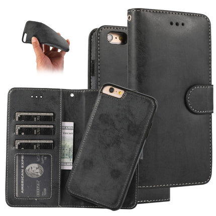 For iPhone 6 KLT888-2 Retro 2 in 1 Detachable Magnetic Horizontal Flip TPU + PU Leather Case with Holder & Card Slots & Photo Frame & Wallet(Black)-garmade.com