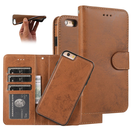 For iPhone 6 KLT888-2 Retro 2 in 1 Detachable Magnetic Horizontal Flip TPU + PU Leather Case with Holder & Card Slots & Photo Frame & Wallet(Brown)-garmade.com