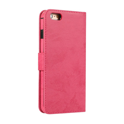 For iPhone 6 Plus KLT888-2 Retro 2 in 1 Detachable Magnetic Horizontal Flip TPU + PU Leather Case with Holder & Card Slots & Photo Frame & Wallet(Rose Red)-garmade.com