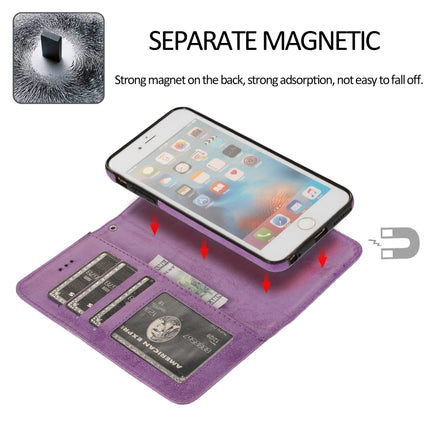 For iPhone 6 Plus KLT888-2 Retro 2 in 1 Detachable Magnetic Horizontal Flip TPU + PU Leather Case with Holder & Card Slots & Photo Frame & Wallet(Purple)-garmade.com