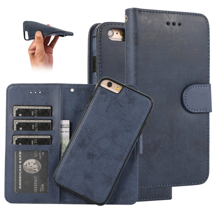 For iPhone 6 Plus KLT888-2 Retro 2 in 1 Detachable Magnetic Horizontal Flip TPU + PU Leather Case with Holder & Card Slots & Photo Frame & Wallet(Dark Blue)-garmade.com