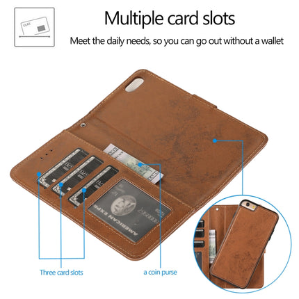 For iPhone 6 Plus KLT888-2 Retro 2 in 1 Detachable Magnetic Horizontal Flip TPU + PU Leather Case with Holder & Card Slots & Photo Frame & Wallet(Brown)-garmade.com