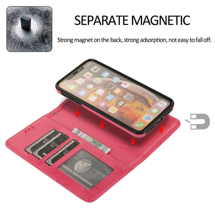 For iPhone XS / X KLT888-2 Retro 2 in 1 Detachable Magnetic Horizontal Flip TPU + PU Leather Case with Holder & Card Slots & Photo Frame & Wallet(Rose Red)-garmade.com