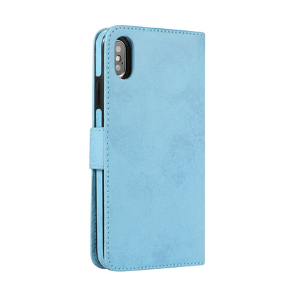 For iPhone XS / X KLT888-2 Retro 2 in 1 Detachable Magnetic Horizontal Flip TPU + PU Leather Case with Holder & Card Slots & Photo Frame & Wallet(Sky Blue)-garmade.com