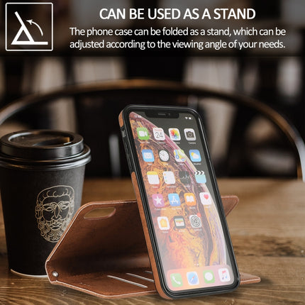 For iPhone XS / X KLT888-2 Retro 2 in 1 Detachable Magnetic Horizontal Flip TPU + PU Leather Case with Holder & Card Slots & Photo Frame & Wallet(Brown)-garmade.com